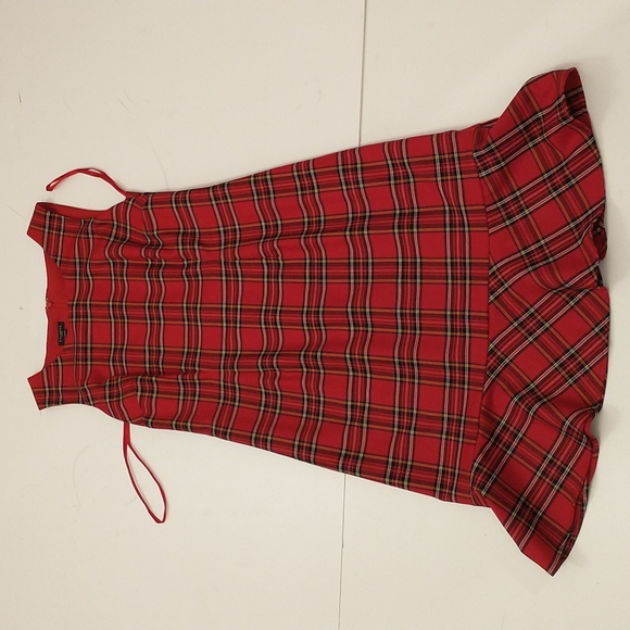 Red Plaid Jumper Ruffle Hem NWT Talbots mrk2P fit4 see Measurements Midi Stewart - Picture 9 of 11
